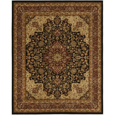 Alfombra medallón decoradores del hogar 7'10" x 9'10" yute tejido polipropileno negro Foto 1 de 4