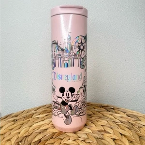 Tazza da viaggio Starbucks rosa con disegno Topolino e castello - Foto 1 di 8