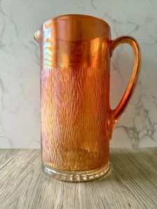 Vintage Jeannette Glas Ringelblume orange Karneval Baumrinde Krug - Bild 1 von 6