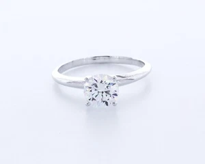 Klassischer Solitärring 1,2 kt laborgefertigter Diamant D/VVS1 Rundschliff 14 K Gold Krappe - Bild 1 von 4