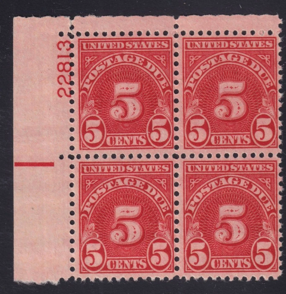 1931 Postage Due Sc J83 MNH nice OG plate block carmine eye plate wet print (EK - Image 1 of 1