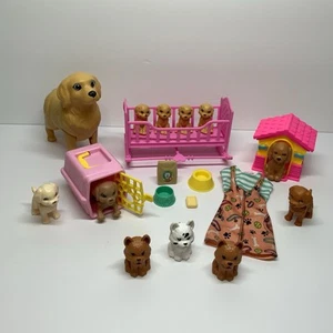 Mixed Lot 20 Barbie Doll Dogs Pets Toy Accessories Cradle Carrier Doghouse Dress - Picture 1 of 8