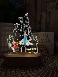 Personalised Elsa Frozen Nursery Room Decor Lamp Birthday Gift  Table lamp - Picture 1 of 5