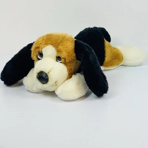 VTG A&A Beagle Dog Plush 12” Brown Eyes Stuffed Bean-bag Tummy & Feet Animal Toy - Picture 1 of 10