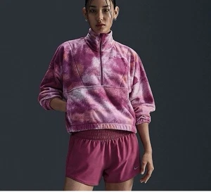 Nike One Womens Therma-FIT Oversized 1/2Zip Fleece Printed Top Medium FZ6969-518 - Picture 1 of 9