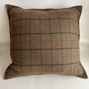 Ralph Lauren Grosvner Plaid Lambswool Throw Pillow Scotland 2 Sided NWT 24x24 - Picture 1 of 8