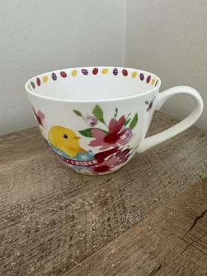 Caneca de chá Portobello feliz Páscoa xícara de café primavera floral galinha amarela - Imagem 1 de 4