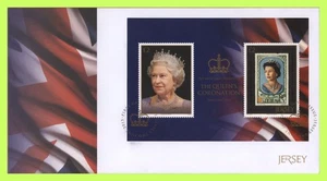 Jersey 2013 QEII Coronation Anniversary mini sheet on First Day Cover - Picture 1 of 1