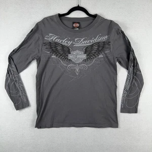 Harley Davidson Made in USA WINGS Sleeves Grau Langarm Händler Hemd Medium - Bild 1 von 10