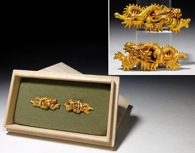 Выглядит как твердый золотой дракон Менуки Эдо оригинальный цуба кинко антикварный - Изображение 1 из 4