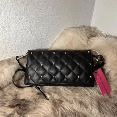 NWT Betsey Johnson Jayne Crossbody - Quilted Black - Skulls - Image 1 of 4
