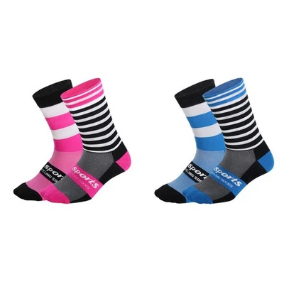 2Pairs Cycling Socks Riding Bicycle Bike Sport Ankle Socks XC MTB BMX Blue Black - Image 1 of 4