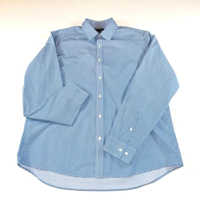 Мужская рубашка Michael Kors размер XXL приталенная с длинным рукавом синий и белый круговой принт - Изображение 1 из 4