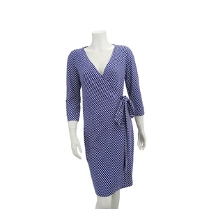 Diane Von Furstenberg New Julian Two Blue Wrap Dress Size 8 DVF - Picture 1 of 9