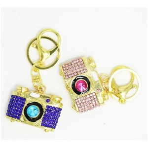 Cristal Dorado Brillante Estrás Llavero/Anillo Dije-Lindo Regalo Bling Cámara - Imagen 1 de 4