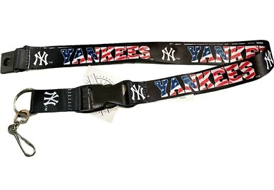 NEW MLB New York Yankees Lanyard Keychain Black with USA Series Stars & Stripes - Image 1 of 2