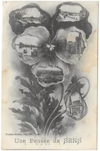 Une pensée de SENS 89 CPA animée écrite le 22 Mars 1918 Edition Poulain-Rocher - Picture 1 of 2