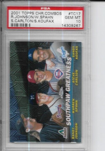 2001 Topps Combos TC17 Southpaw Greatness Sandy Koufax Spahn Carlton Johnson psa