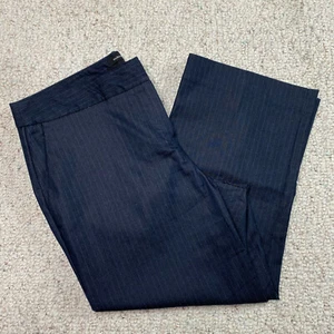 Attention Womens Pants sz 4 Navy Pinstripe Chino Stretch Crop Flat Front Career - Picture 1 of 13