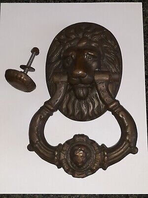 Antique Lion Door Knocker Brass Heavy Patina 1840s ?! • 300$