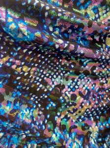 Blue Cheetah Leopard poly 4 way stretch Spandex fabric dancewear swimwear - Picture 1 of 1