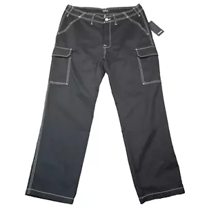 True Religion Cargo Pants Mens 36x32 Jet Black Contrast Stitching Baggy Y2K NEW - Picture 1 of 12