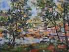 Art Oil Painting RM Mortensen Landscape "The Cove " Nature Trees Lake