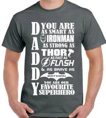 Daddy T-Shirt Our Favourite Superhero Mens Funny Birthday 30th 40th 50th 60TH - Image 1 of 4