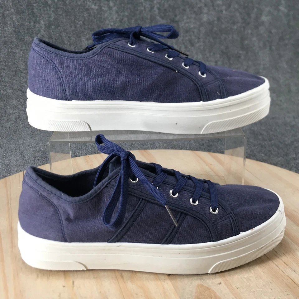 Wanted Shoes Mujer 10 Zapatillas bajas con cordones Cómodas Azul Lona Informales Foto 1 de 4
