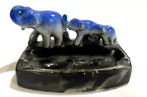 Vintage Ceramic Ashtray Elephants Trio 4"x2.5" Japan - Picture 1 of 7