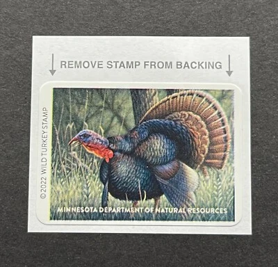 WTDstamps - 2022 MINNESOTA - State Turkey Upland Bird Stamp - Mint OG NH - Image 1 of 2