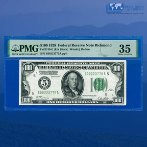 Fr.2150-E 1928 $100 FRN Richmond, Numerical Seal, PMG Choice VF 35 #23779 - Picture 1 of 3