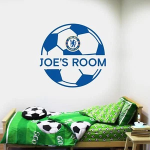 Chelsea FC Official Ball & Personalised Name Wall Mural Sticker - Picture 1 of 3