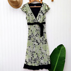 Vintage Y2k Bias Cut Dress Size 3 Xs Speechless Green Floral Print Cap Sleeve