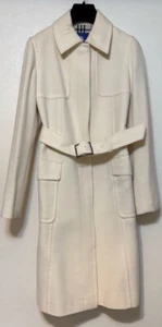 BURBERRY LONDON BLUE LABEL Angora Wool Long Coat Ivory Women's Size 38/US:S - Picture 1 of 11