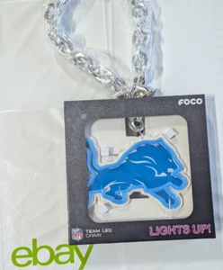 Detroit Lions Fan Chain - NEON LIGHT UP - LED Necklace Big Team Logo - Picture 1 of 3
