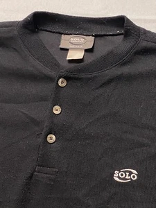 Vintage Solo Semore Mens 90s Black Stretch Shirt 1/4 Button Short Sleeve Sz XL - Picture 1 of 8