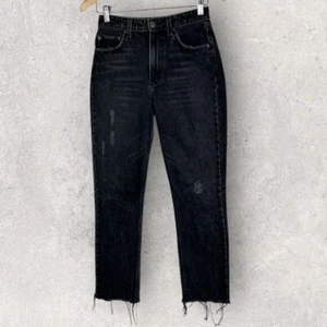 Reformation Julia High Cigarette Jeans Pacific Black Womens Size 25 Denim Raw - Picture 1 of 13