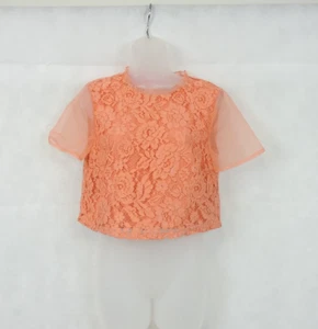 Warehouse Orange Floral Lace Tee Size 10 Uk Rrp £45 CR027 GG 15 - Picture 1 of 4