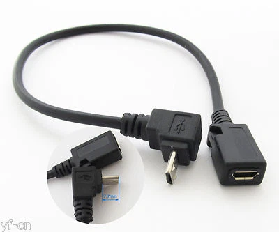 1pc 1ft/30cm Micro 5pin USB Male To Female Right Angle Down Direction Cable - Image 1 of 4