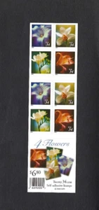 US Stamp BKLT PANE OF 20 SCOTT#3490e 2000 34 cent 4 FLOWERS P#S1111 - Picture 1 of 2