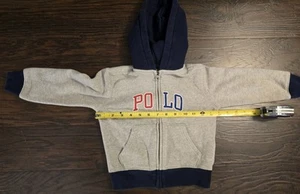 Ralph Lauren Polo Sweatshirt 3/3T Toddler Gray & Blue Spell Out Full Zip Hoodie - Picture 1 of 5
