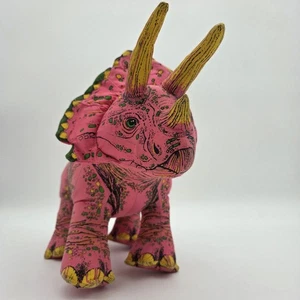 Vintage '92 Applausi Rosa Dinosauro Panno Imbottito Triceratopo 16" Prodotti Determinati - Foto 1 di 10