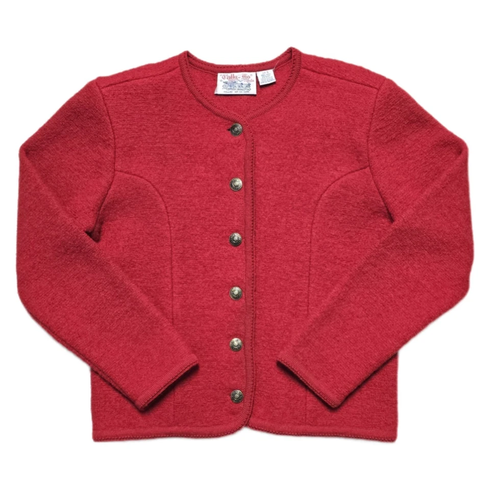 Vintage Tally Ho Creation Cardigan Sweater Womans S Wool Red Button Knit Thick - Image 1 of 4