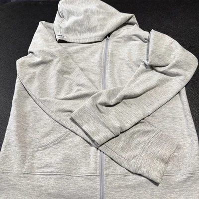 Sudadera con capucha gris con cremallera grande ajustada con bolsillos Miken para damas usada vintage Foto 1 de 4