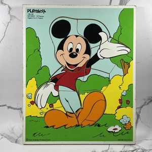 Vintage Playskool Walt Disney Mickey Mouse 9 Piece Wooden Puzzle #190-05 USA - Picture 1 of 5