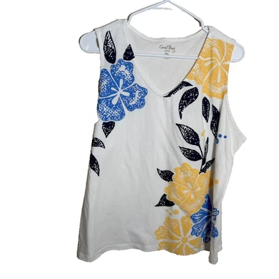 Camiseta sin mangas Coral Bay para mujer Petite XL cuello en V floral sin mangas básica informal camisa Foto 1 de 4
