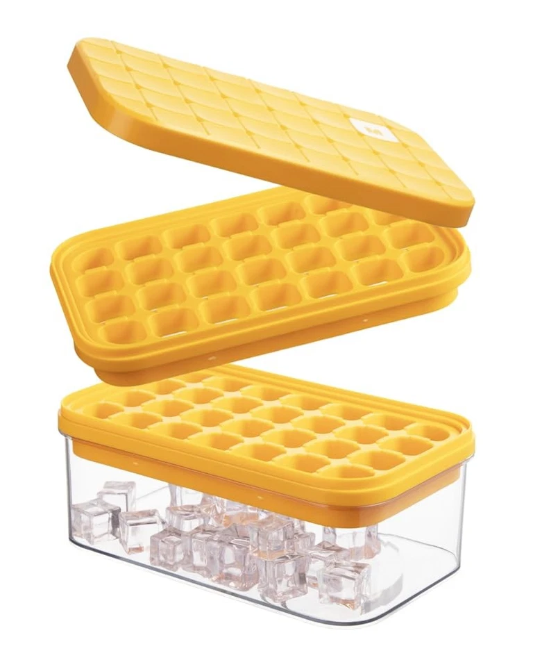 Reusable Ice Cube Tray, 56 Cubes, Stackable, Durable Silicone, Yellow - Image 1 of 4