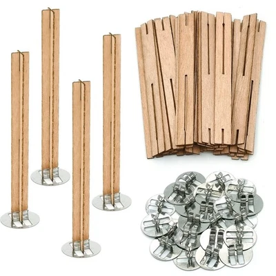 25 Set Wood Candle Wicks Cross Shape 4x0.4inch / 100x10mm, Cross Wooden Wicks... - Image 1 of 4