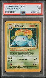 PSA 7 Venusaur #17 Base Set 1999 Unlimited Vintage Holo Graded Pokemon Card - Picture 1 of 2